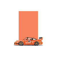 Porsche 993 GT2 911 Coupe Orange Jagermiester Artwork Print