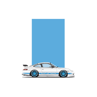 Porsche 996 GT3 RS 911 Coupe Blue Artwork Print