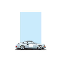 Porsche 911 Coupe Blue Long Hood Artwork Print