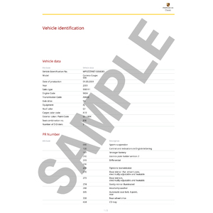 Porsche VIN Option Code Build Date Colour Code Digital Report Service 964 993 996 986 997 987 991