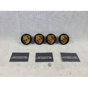 Porsche Macan Wheel Centre Caps Set Black With Coloured Crest Set 65mm