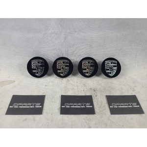 Porsche Macan Wheel Centre Caps Set Black With Silver Crest Set 65mm