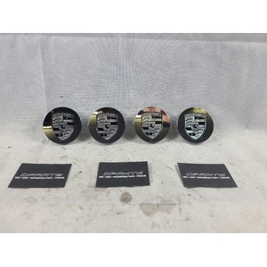 Porsche 911 Cayenne Carrera Boxster Wheel Centre Cap Chrome With Black Crest Set 76mm