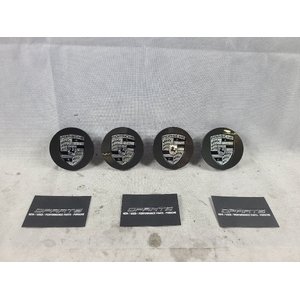 Porsche 911 Cayenne Carrera Boxster Wheel Centre Cap Grey With Black Crest Set 76mm