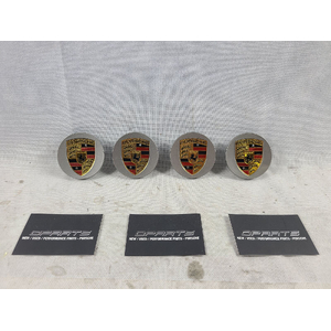Porsche Macan Wheel Centre Caps Set Grey With Coloured Crest Set 65mm