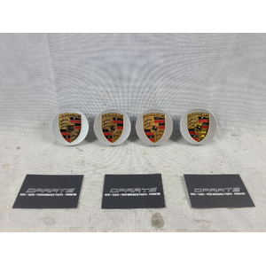 Porsche Macan Wheel Centre Caps Set Silver With Coloured Crest Set 65mm