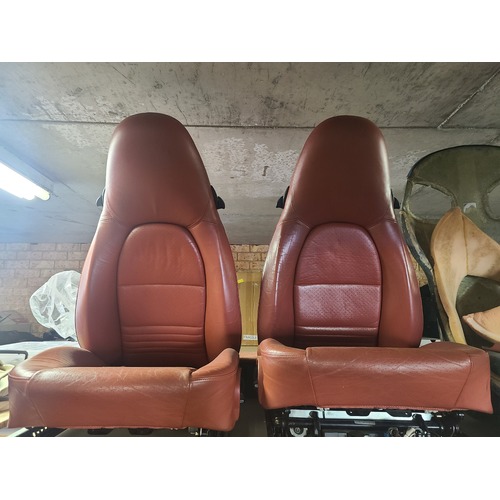 Porsche 996 986 Carrera Boxster Turbo C4s Seat Pair Red Full Electric - 986 Boxster Leather Seat Covers